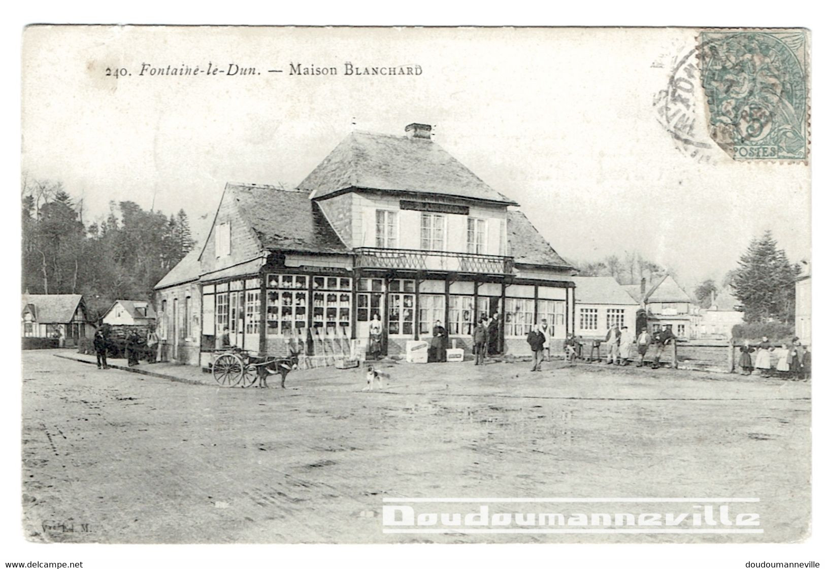 CPA - 76 - FONTAINE LE DUN - Maison Blanchard, Aujourd'hui L'Auberge Le Gastronome - Débit De Tabac - Attelage Ane - Fontaine Le Dun