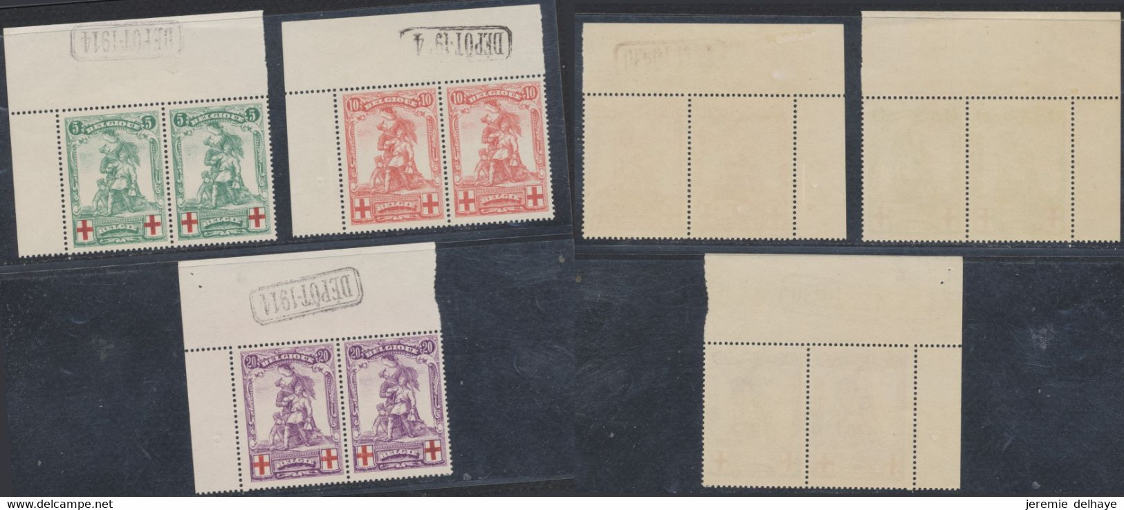 Croix-rouge - N°126/28** En Paire (MNH) + BDF Et Inscription Marginale "Dépôt 1914" / Fine Charière Sur BDF Du N°127 - 1914-1915 Rode Kruis