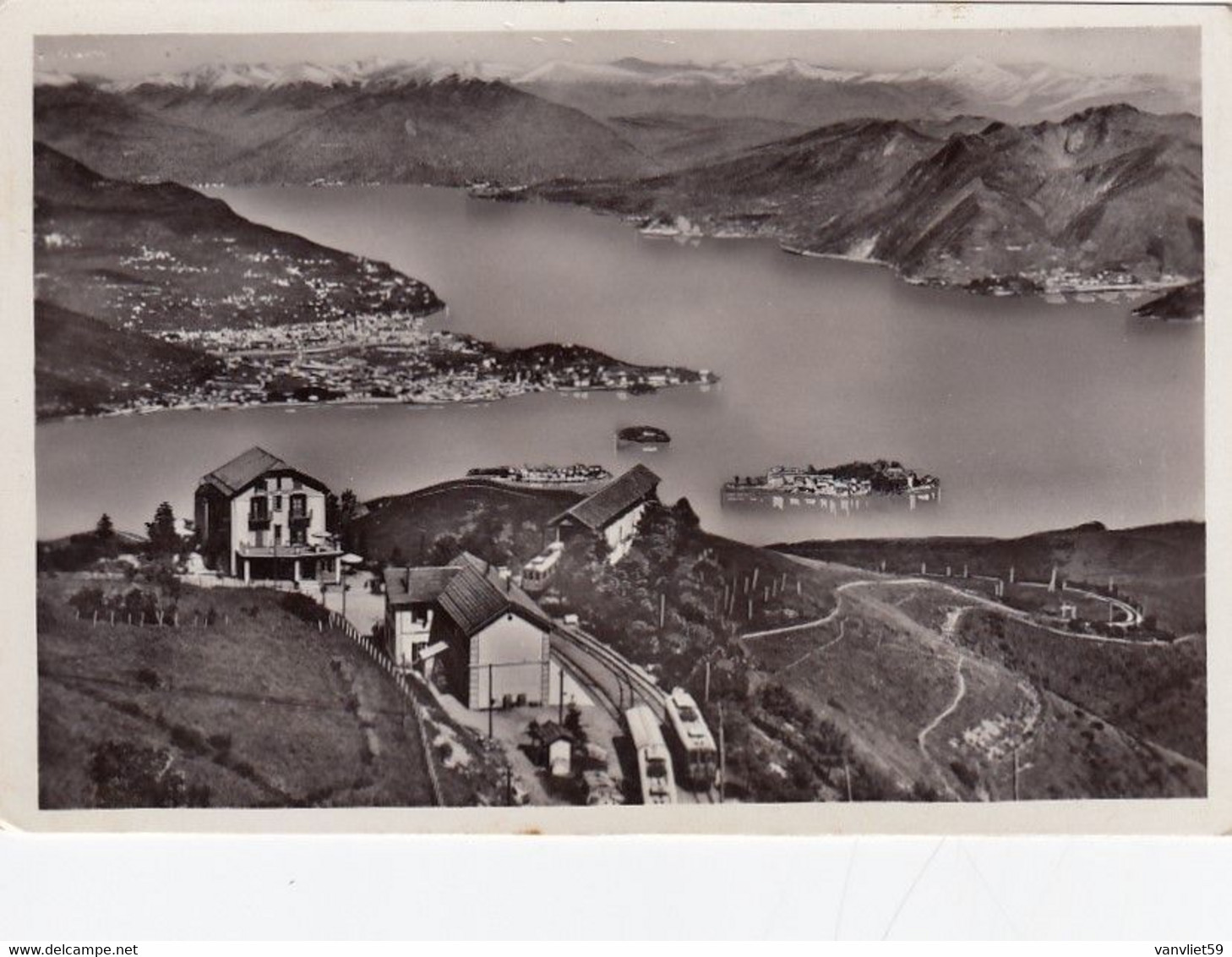 MOTTARONE-VERBANO CUSIO OSSOLA-STAZIONE FERROVIE E PANORAMA- CARTOLINA VERA FOTOGRAFIA NON VIAGGIATA-1930-1940 - Verbania