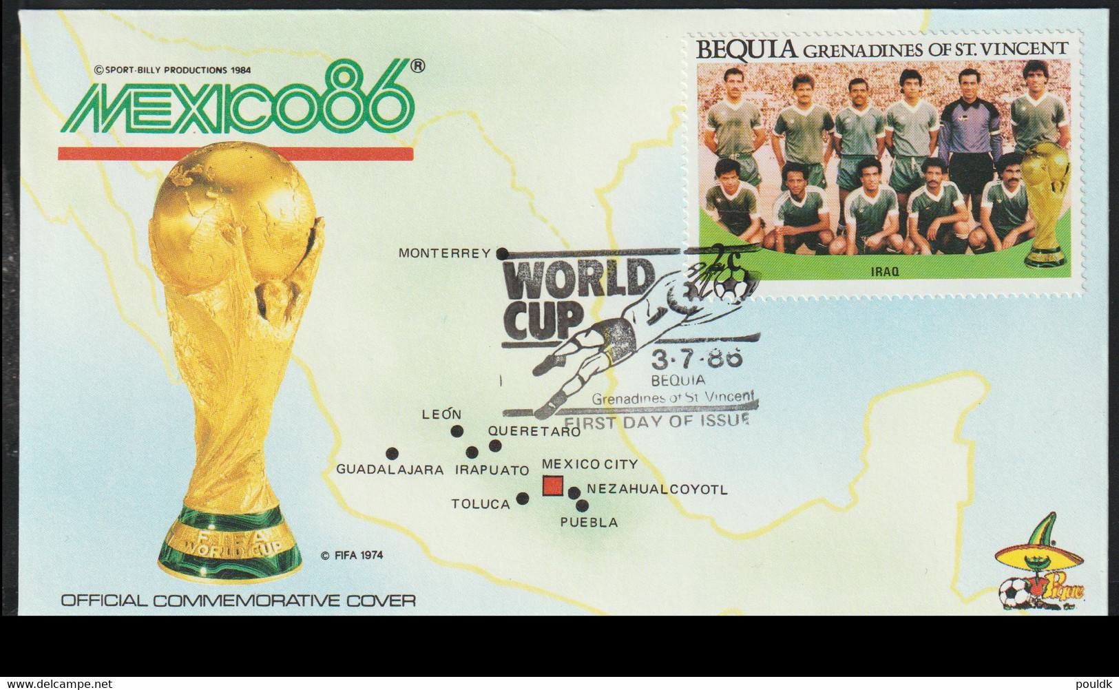 Bequia FDC 1986 FIFA World Cup Football In Mexico (G122-11) - 1986 – Mexique