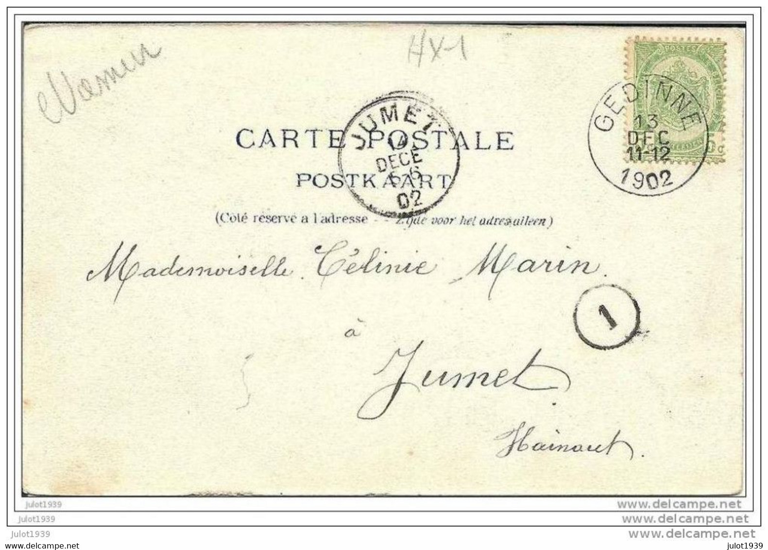 GEDINNE ..-- Un Coin Du Village . 1902 Vers JUMET ( Melle Célinie MARIN ) . Voir Verso . - Gedinne