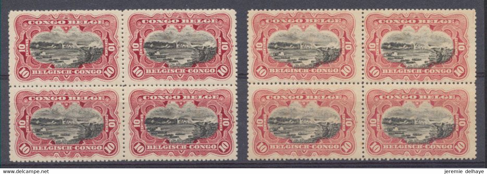 Congo Belge - Timbre Mols "Bilingue" : N°55 Carmin Et 55a Carmin-laque En Bloc De 4** Neuf Sans Charnières (MNH) - Unused Stamps