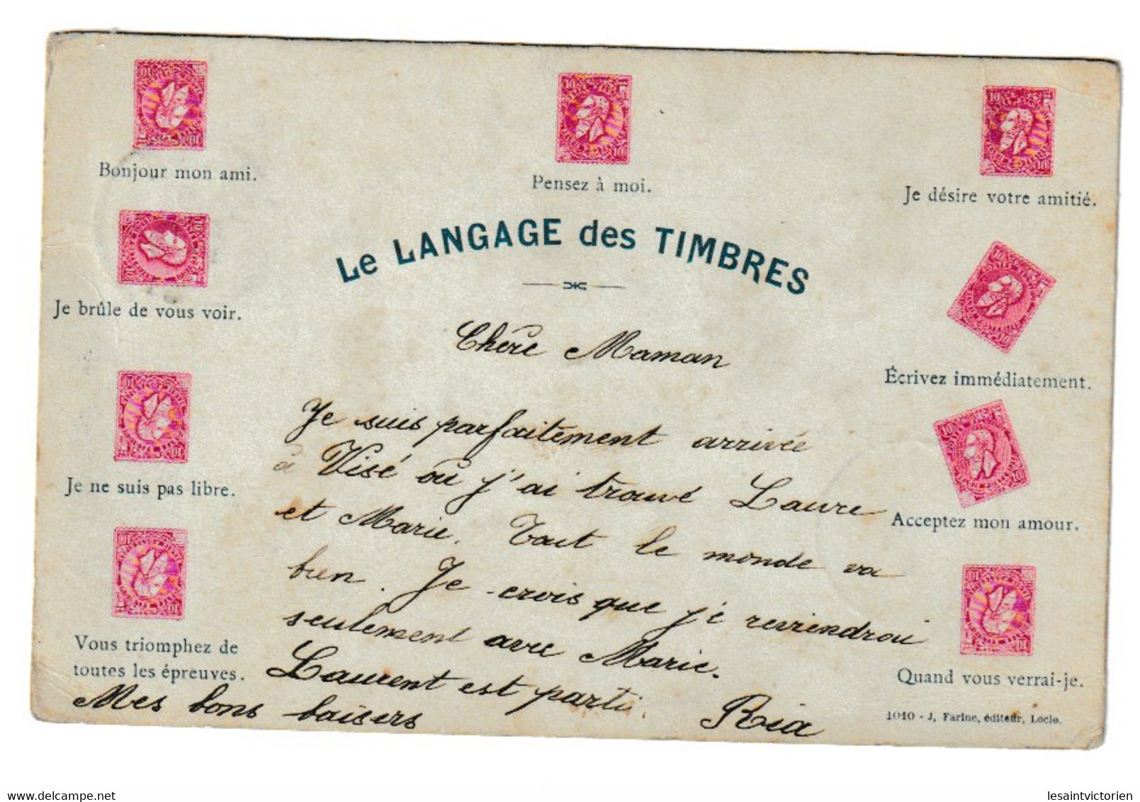 LES TIMBRES BELGES LANGAGE DES TIMBRES BELGIQUE - Postal Services