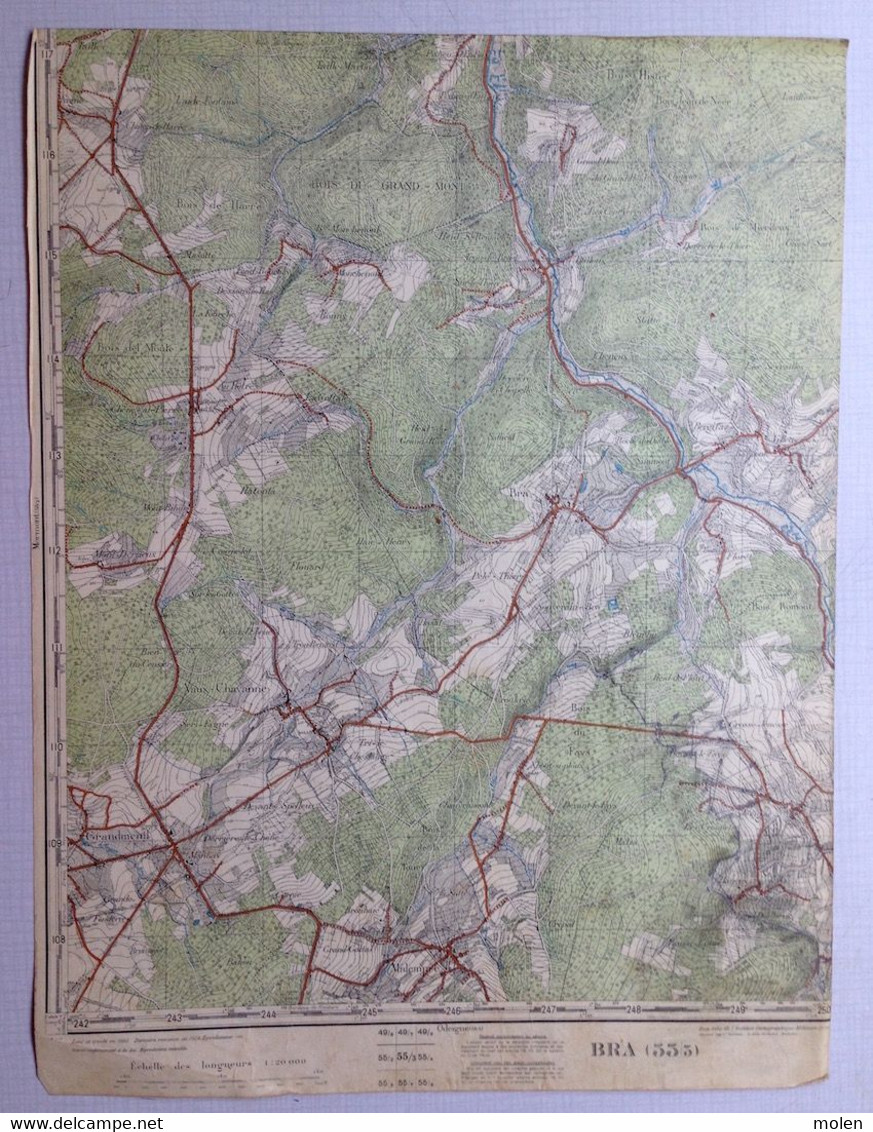 Situation 1924 BRA Lierneux CARTE D ETAT MAJOR 55/3 MANHAY GRANDMENIL MALEMPRE VAUX-CHAVANNE LES-VILLETTES JEVIGNE S730 - Lierneux