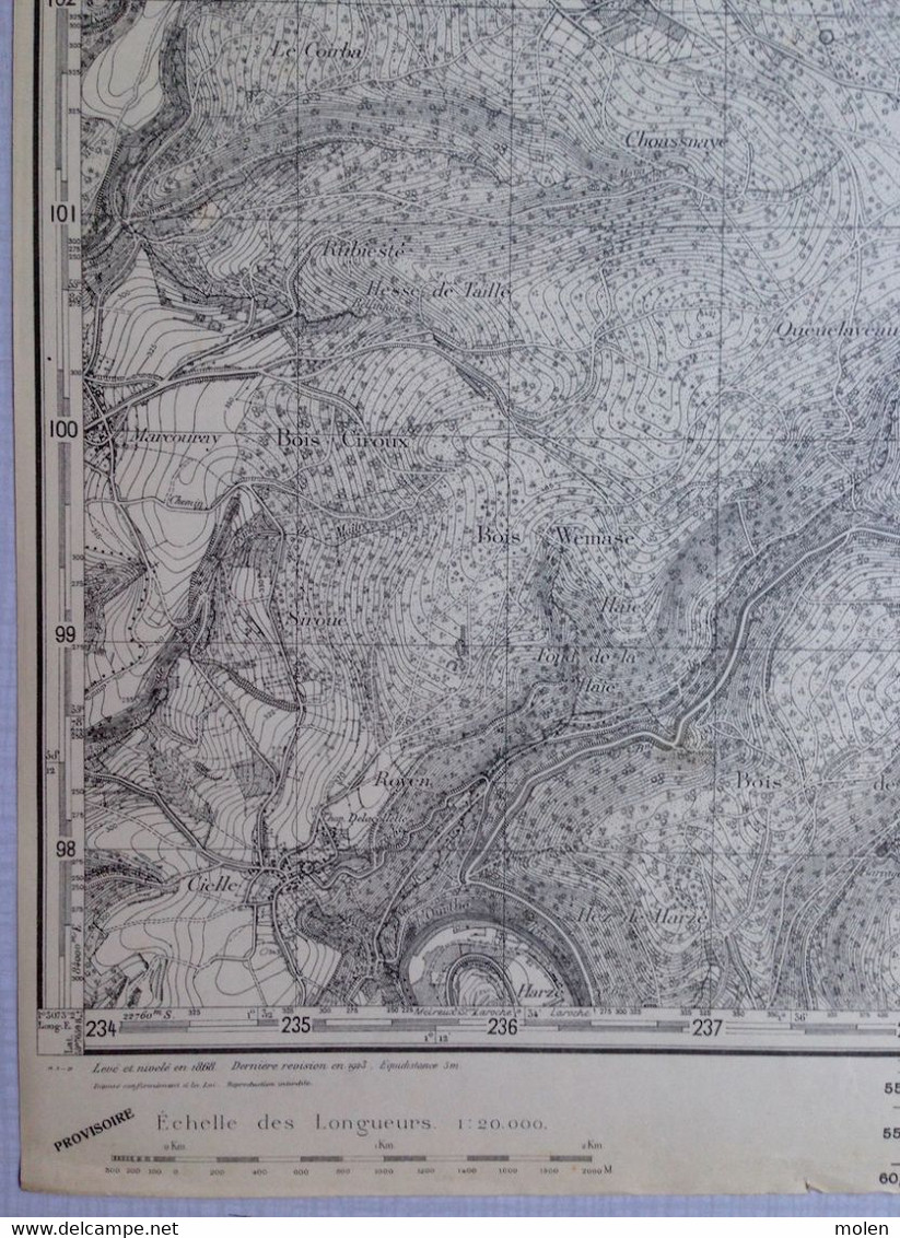 Situation1923 DOCHAMPS Manhay CARTE D ETAT MAJOR 55/6 SAMREE CIELLE DEVANTAVE AMONINES FREYNEUX LAMORMENIL FECHEREU S729 - Manhay