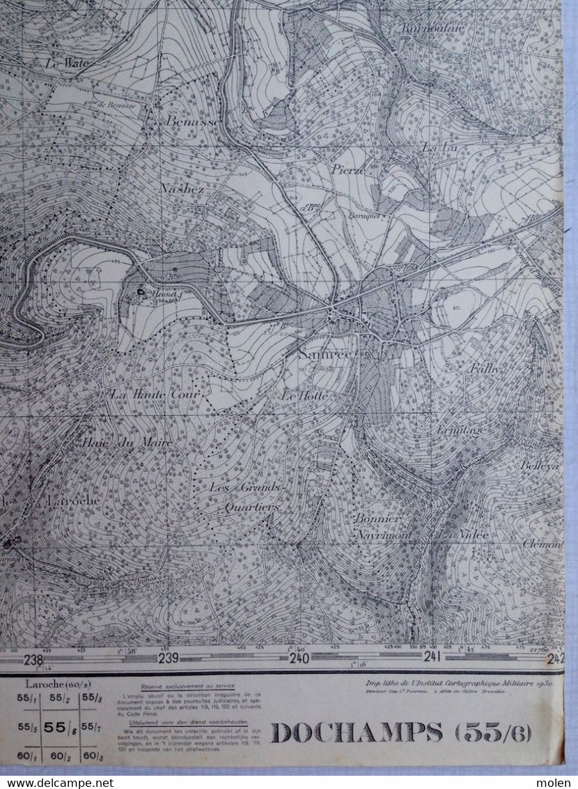 Situation1923 DOCHAMPS Manhay CARTE D ETAT MAJOR 55/6 SAMREE CIELLE DEVANTAVE AMONINES FREYNEUX LAMORMENIL FECHEREU S729 - Manhay