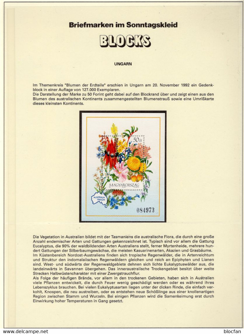 Blumenstrauß 1992 Ungarn Block 223 GBl. ** 10€ Biedermeier-Ruhmensblume Hoja Ss Flora Ms Sheet Flower Bloc Bf Magyar - Foglietto Ricordo