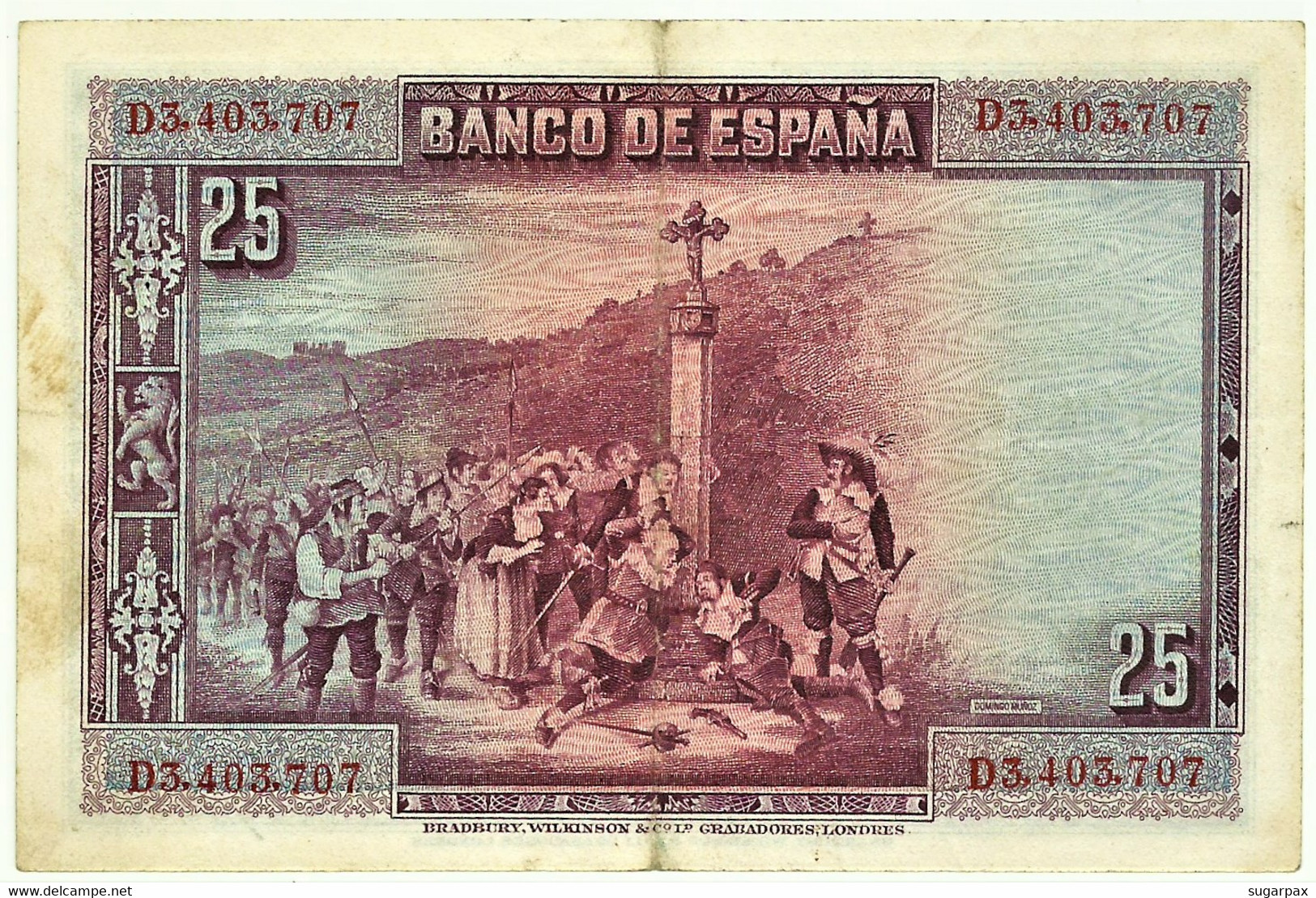 ESPAÑA - 25 Pesetas - 15.08.1928 - Pick 74.b - Serie D - Pedro Calderón De La Barca - Kingdom - 1-2-5-25 Pesetas