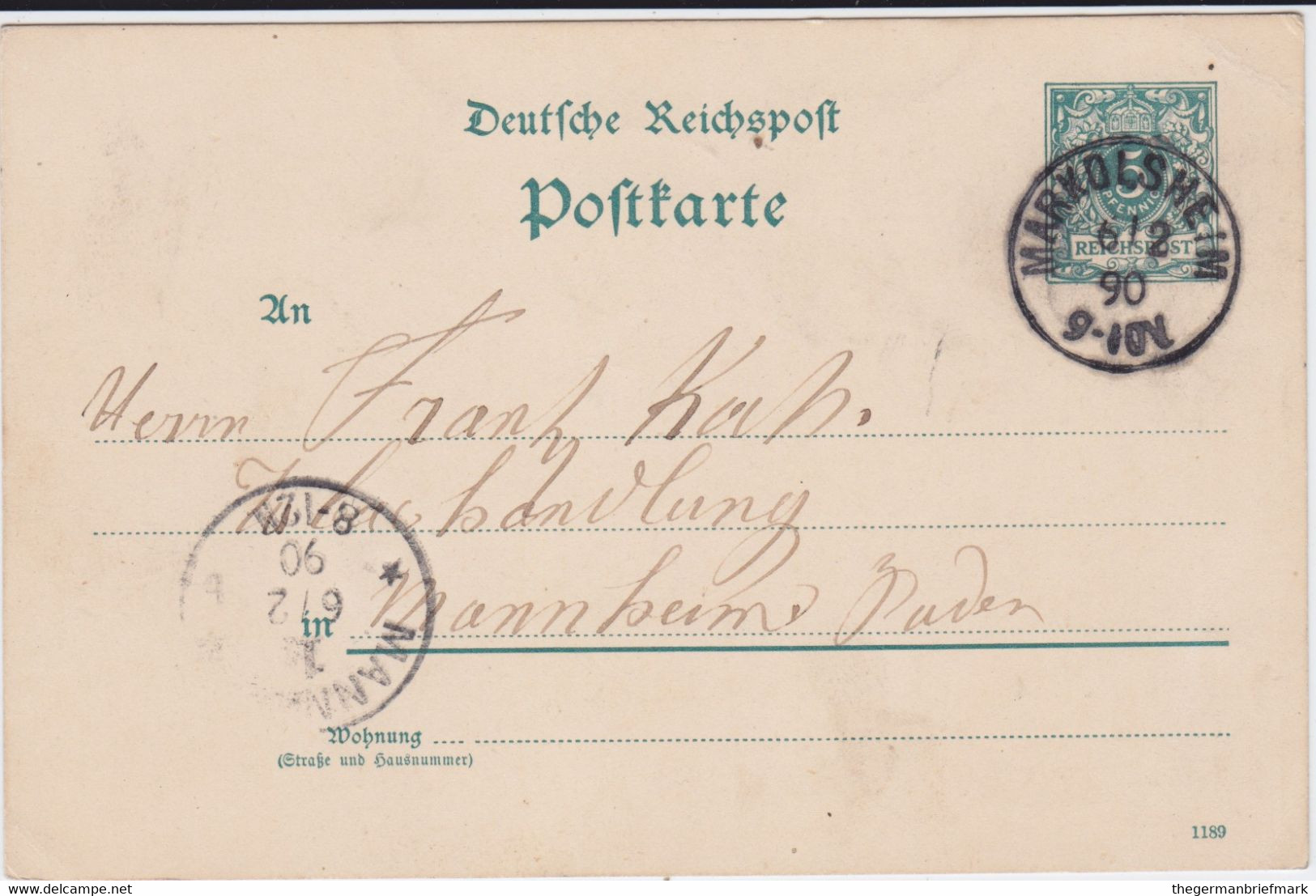 DR Krone/Adler Ganzsache P 20 Elsass K1 Markolsheim France 1890 - Other & Unclassified