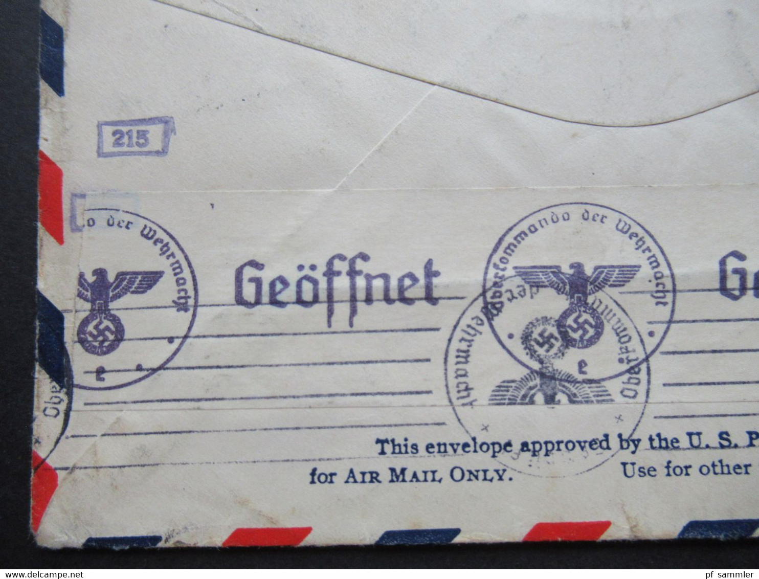 USA 1940 Zensurbeleg OKW Zensurstreifen Geöffnet / Mehrfachzensur Trans Atlantic Air Mail Brooklyn - Oberfranken