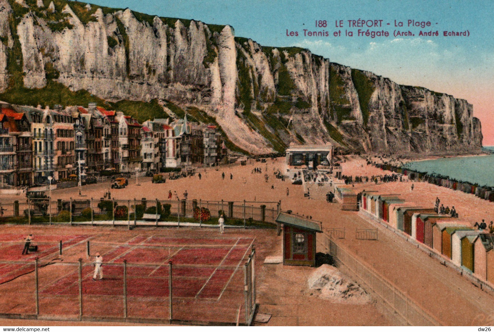 Le Tréport (Seine-Maritime) La Plage, Les Tennis Et La Frégate - Carte CAP Colorisée N° 188 Non Circulée - Le Treport