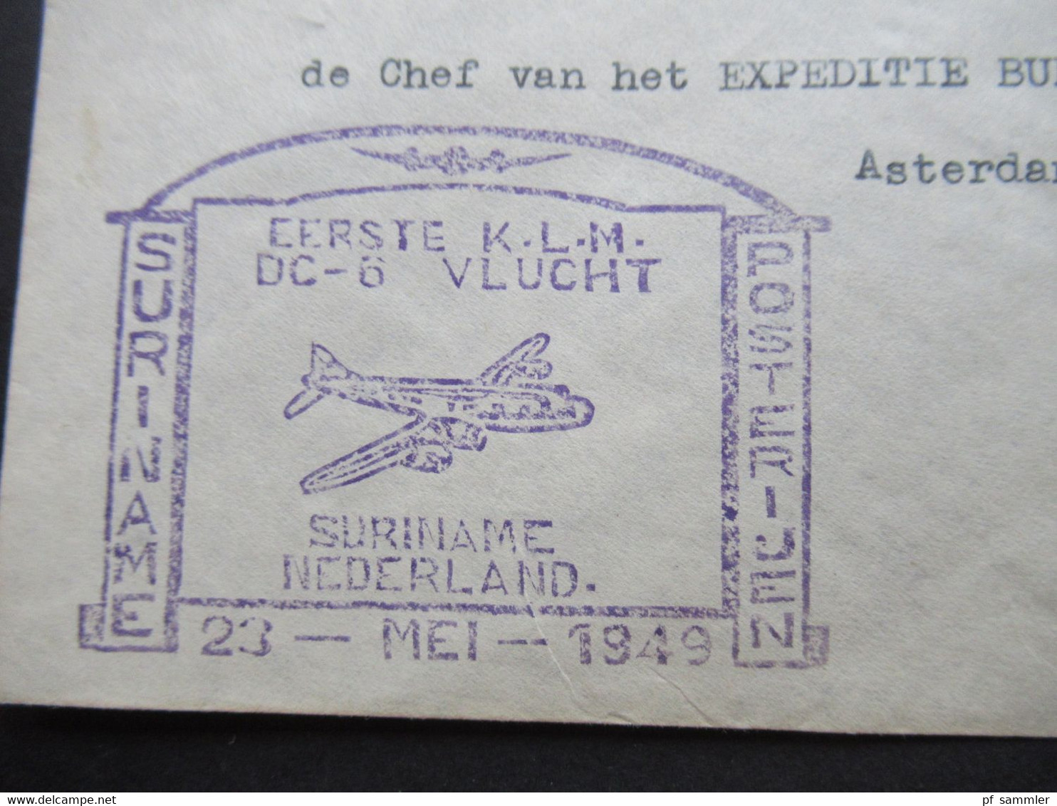 Niederlande Kolonie 1949 Suriname Air Mail Eerste KLM DC-6 Vlucht Suriname - Nederland 23 - Mei - 1949 - Surinam ... - 1975
