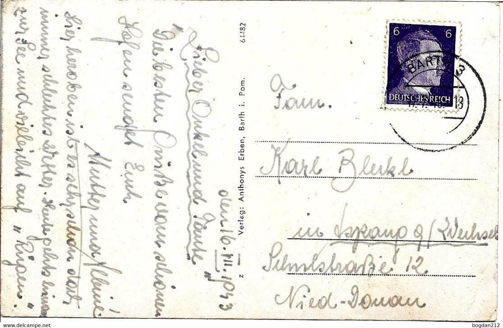 1943 - BARTH , Gute Zustand, 2 Scan - Barth