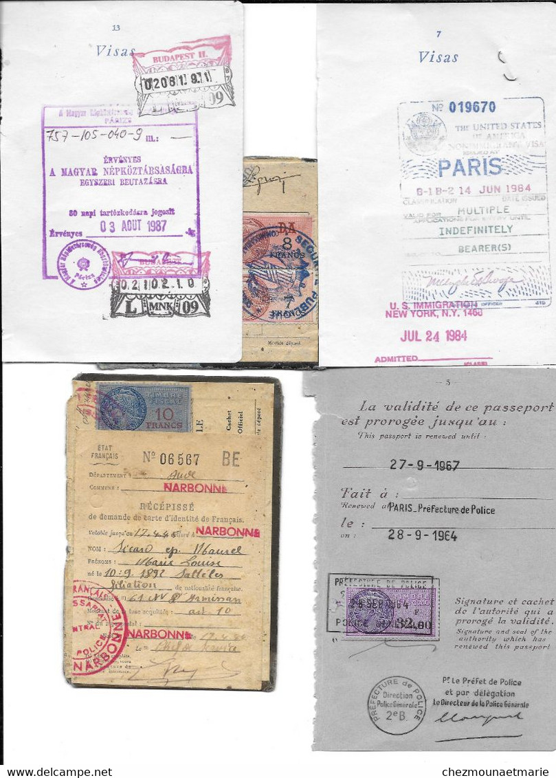 LOT DE TAMPONS ET TIMBRES DE PASSEPORT ET CARTE IDENTITE - Documents Historiques