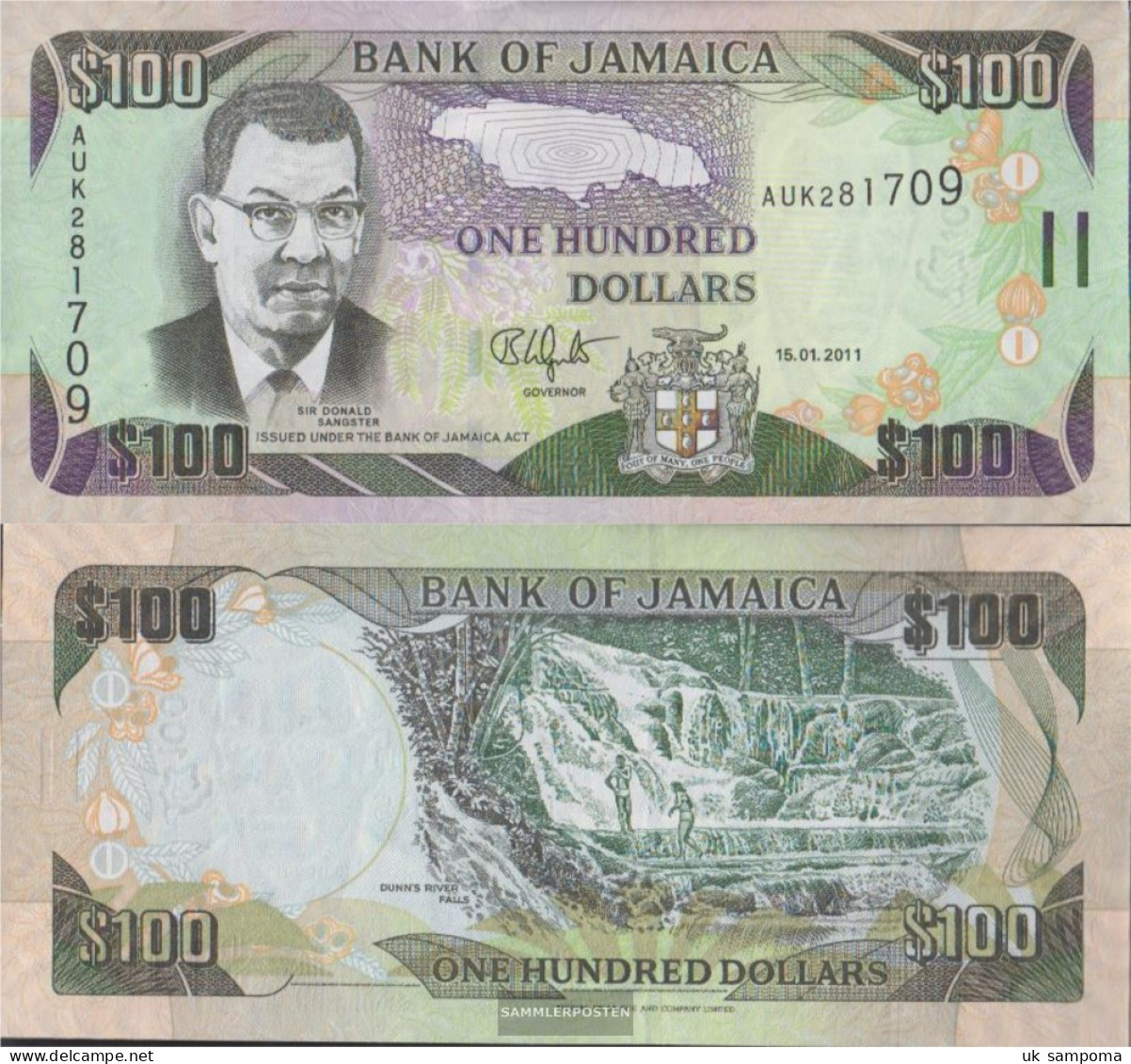 Jamaica Pick-number: 84f Uncirculated 2011 100 Dollars - Jamaica