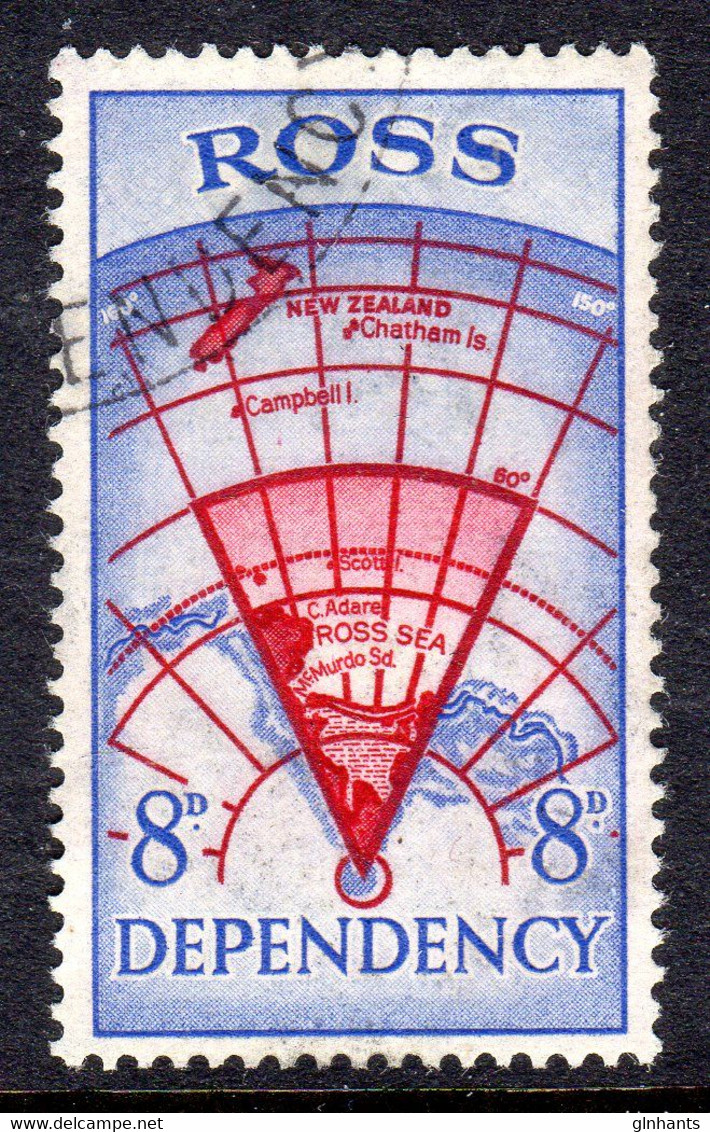 ROSS DEPENDENCY - 1957 MAP 8d STAMP FINE USED SG 3 - Nuevos