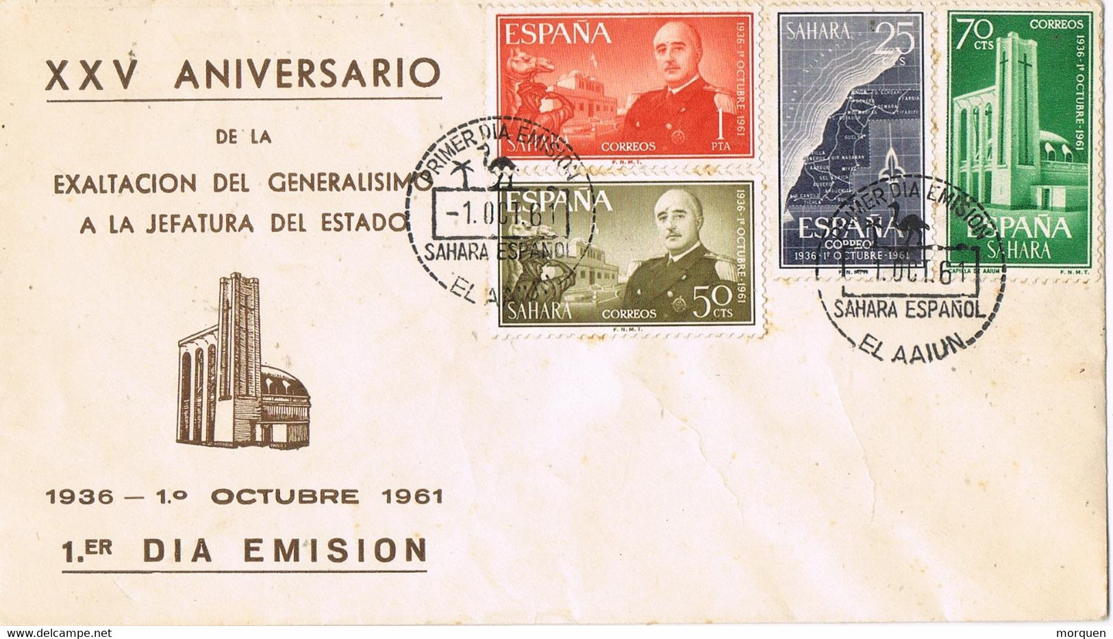 39043. Carta F.D.C. EL AAIUN (Sahara Español) 1961. Exaltacion Caudillo Jefatura Estado - Sahara Spagnolo