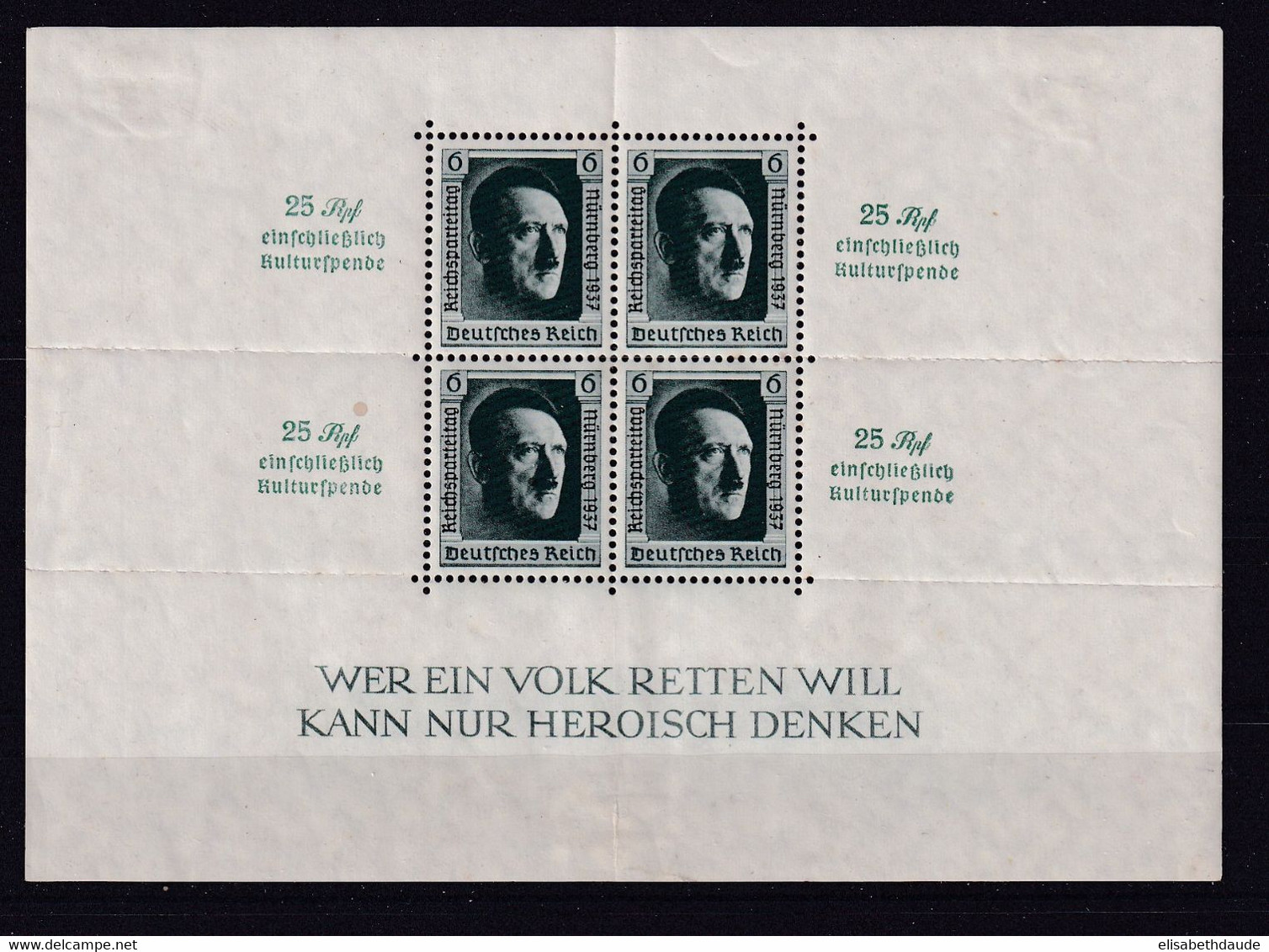 REICH - 1937 - BLOC YVERT N° 11 * MH -  COTE = 90 EUR. - - Bloques