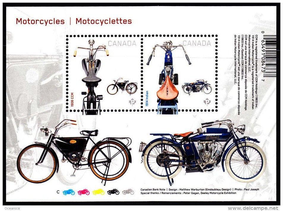 Canada (Scott No.2646 - Motocyclettes/ Motorcycles) (**) Feuillet / SS - Blocs-feuillets