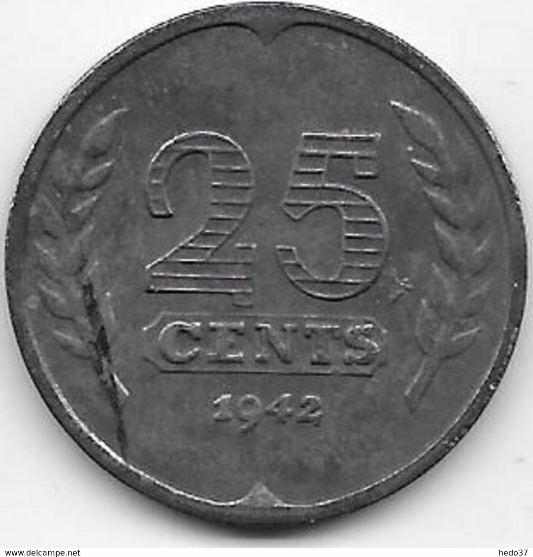 Pays Bas 25 Cent 1942 - TB - 25 Cent