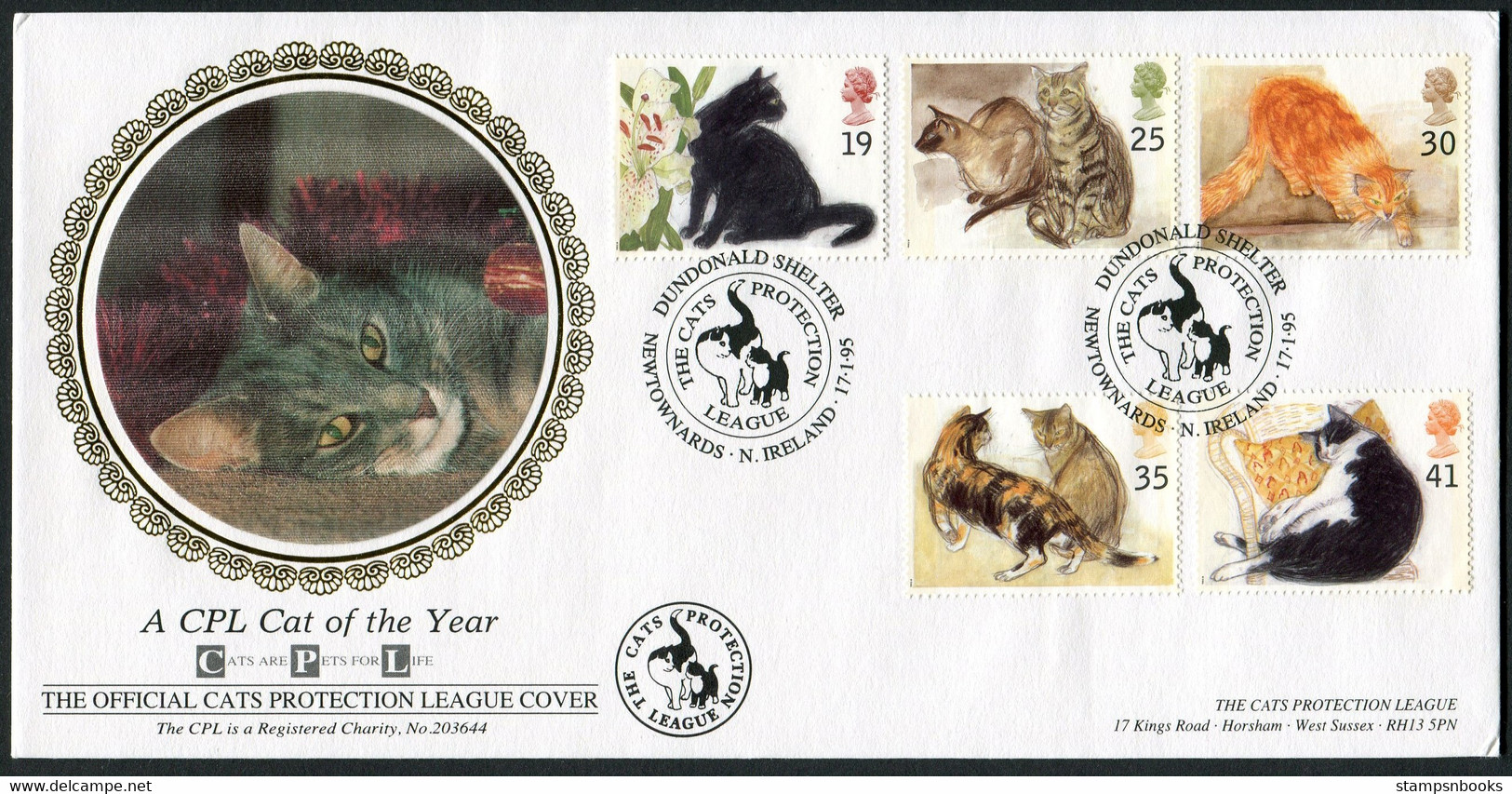 1995 GB The Cats Protection League First Day Cover. Newtonards FDC - Hauskatzen