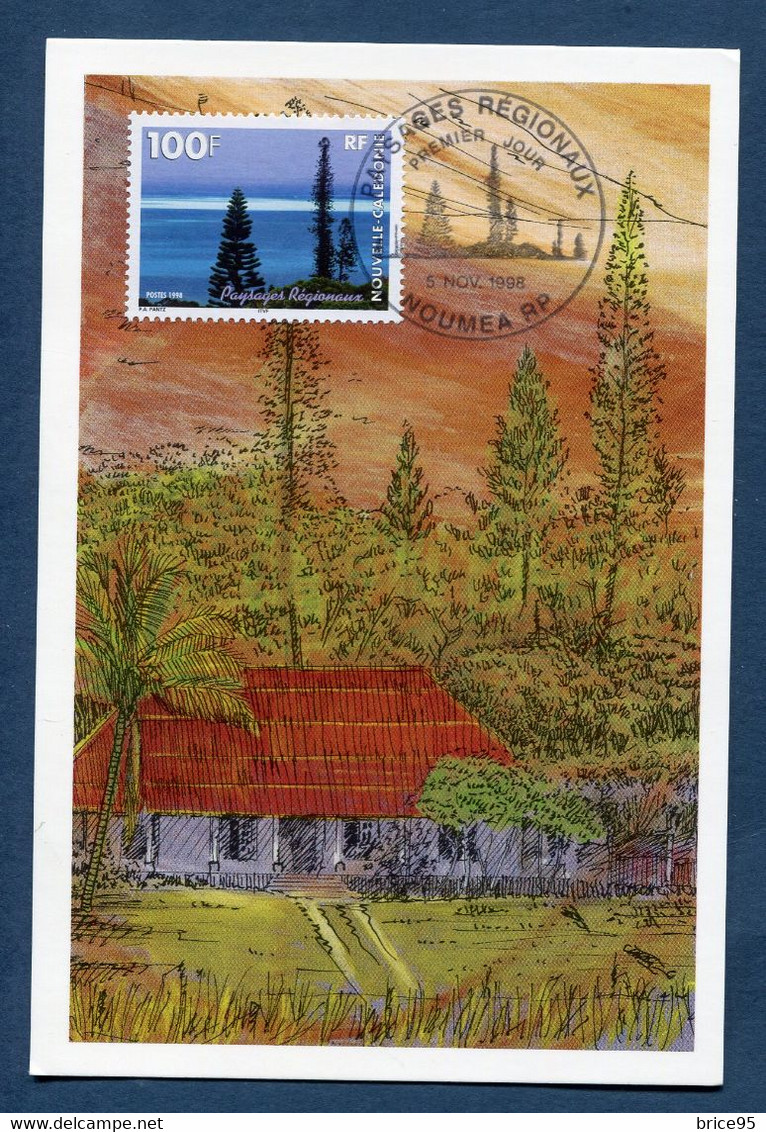 ⭐ Nouvelle Calédonie - Carte Maximum - Premier Jour - FDC - Paysages Réginaux - 1998 ⭐ - Maximumkarten