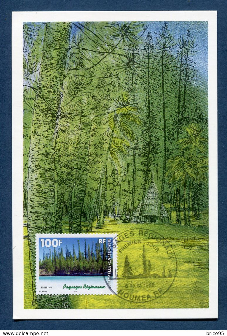 ⭐ Nouvelle Calédonie - Carte Maximum - Premier Jour - FDC - Paysages Réginaux - 1998 ⭐ - Maximum Cards