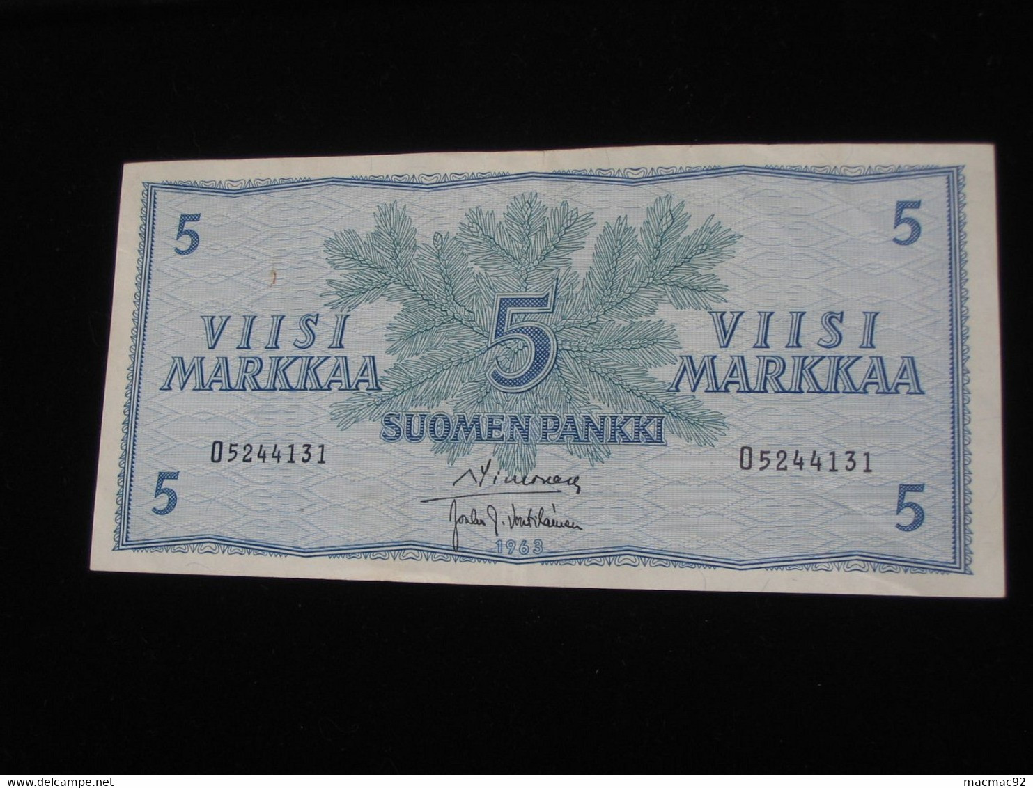 Finlande - 5 Viisi Markkaa 1963 - Suomen Pankki - Finlands Bank   **** ACHAT IMMEDIAT **** - Finlande