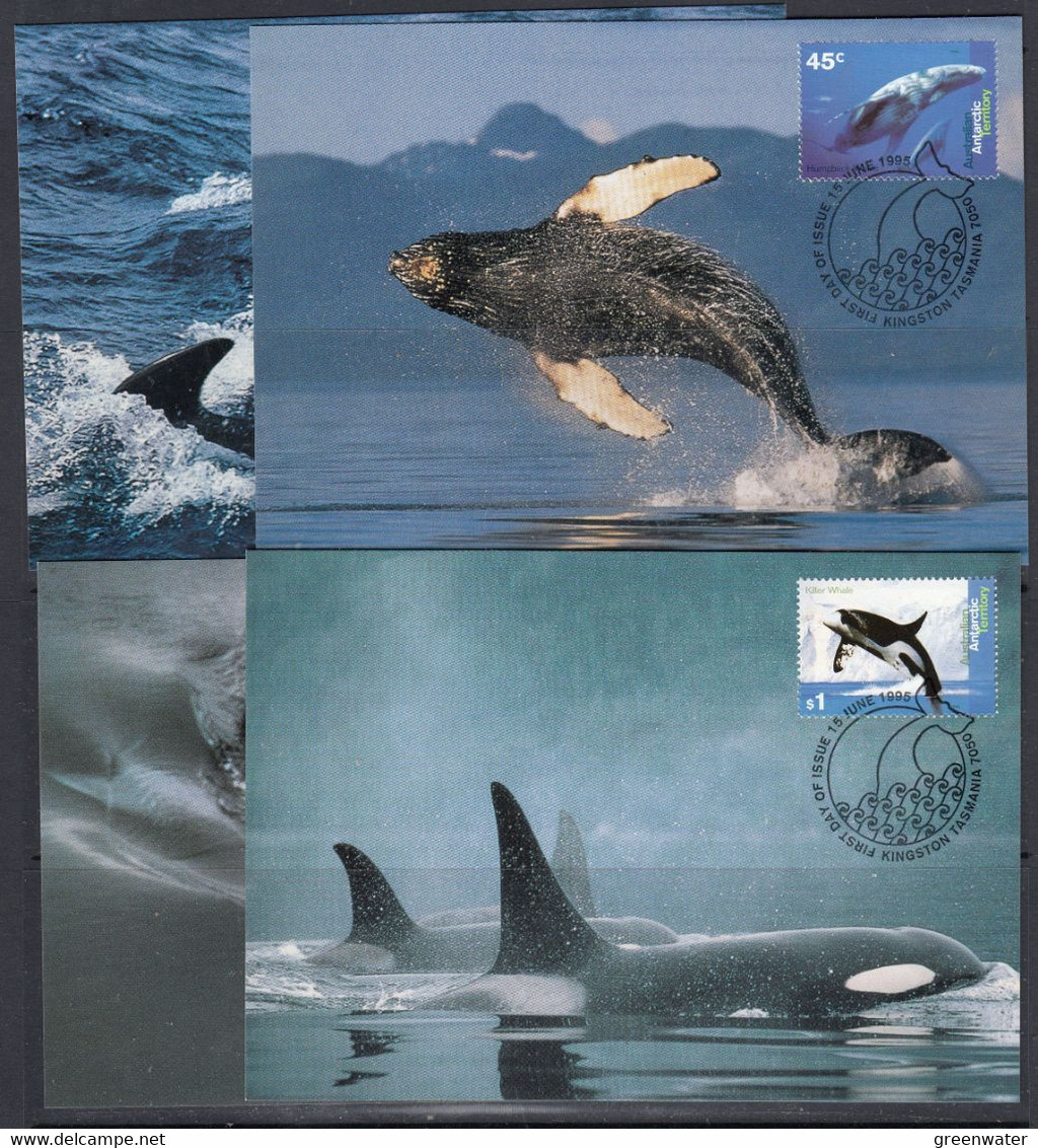 AAT 1995 Whales & Dolphins 4x 4 Maxicards (51174) - Cartoline Maximum