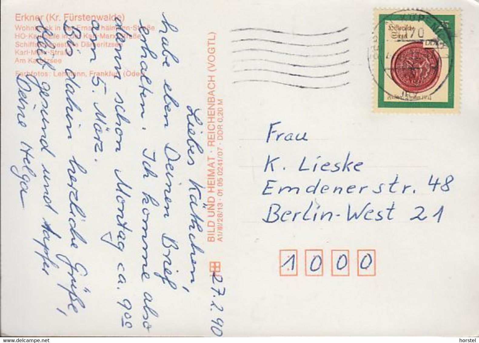 D-15537 Erkner - Alte Ansichten - Wohnblock - HO Kaufhalle - Karl-Marx-Straße - Nice Stamp - Erkner