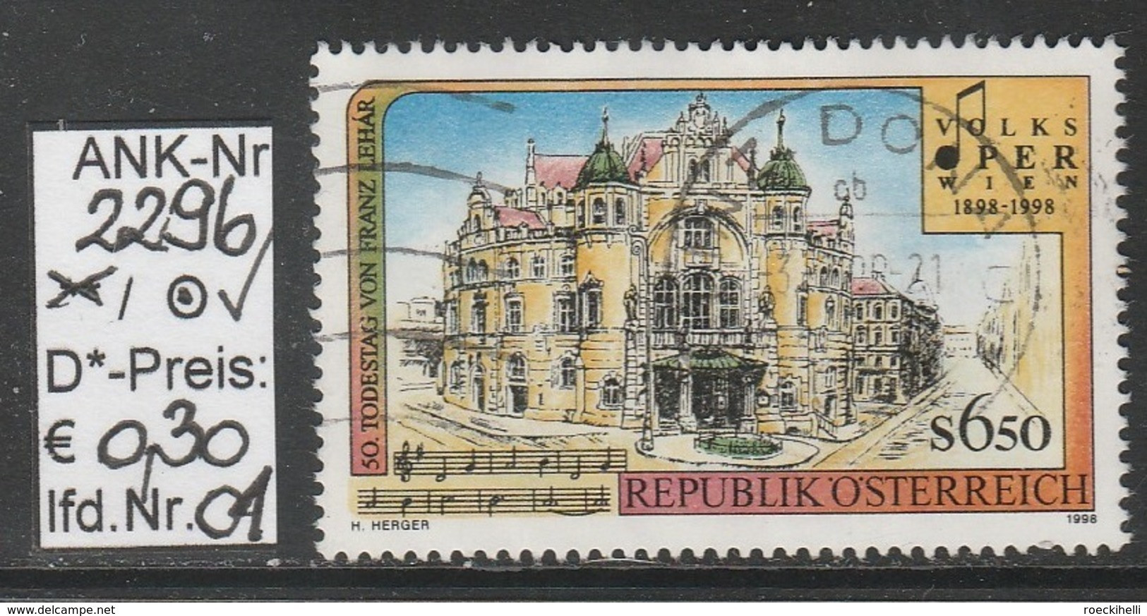 19.9.1998 - SM "100 Jahre Wr.Volksoper...."  - O Gestempelt  - Siehe Scan  (2296o 01-02,04-14,17) - Used Stamps