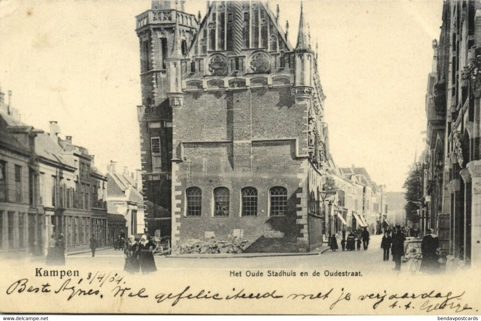 Nederland, KAMPEN, Het Oude Stadhuis En De Oude Straat (1904) Ansichtkaart - Kampen