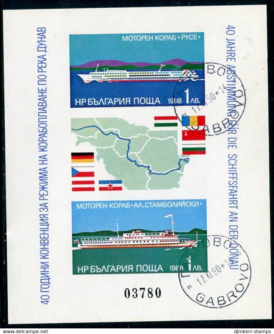 BULGARIA 1988 Danube Shipping Convention Imperforate Block, Used.  Michel Block 181B - Gebruikt
