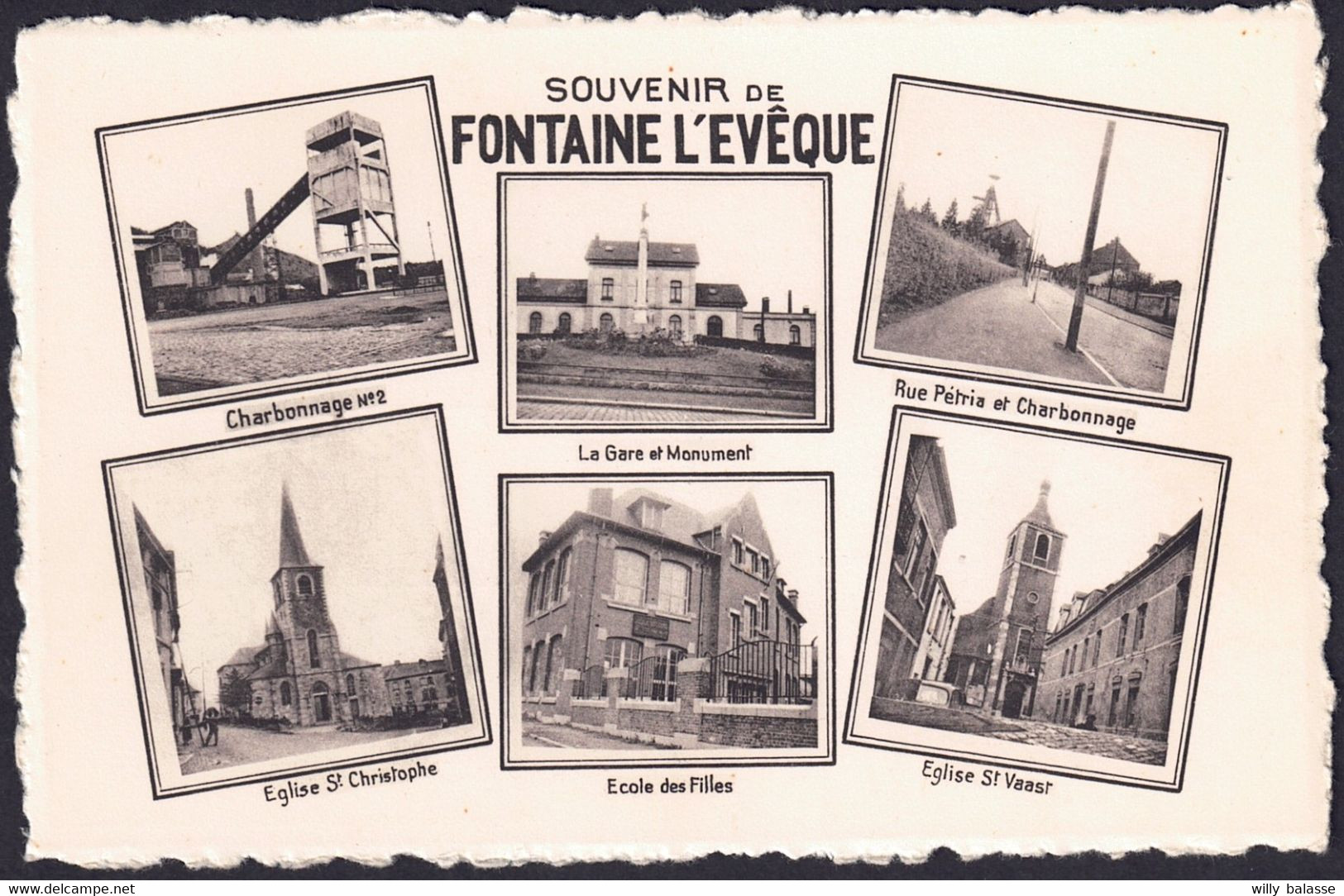 +++ CPA - Souvenir De FONTAINE L'EVEQUE - Multivues - Charbonnage - Gare ...  // - Fontaine-l'Eveque