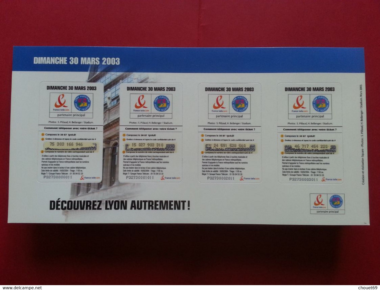 TICKET MARATHON DE LYON 2003 ENCART Avec 4 Tickets à 1100 Exemplaires Utilisés SUR SUPPORT CARTON - Billetes FT