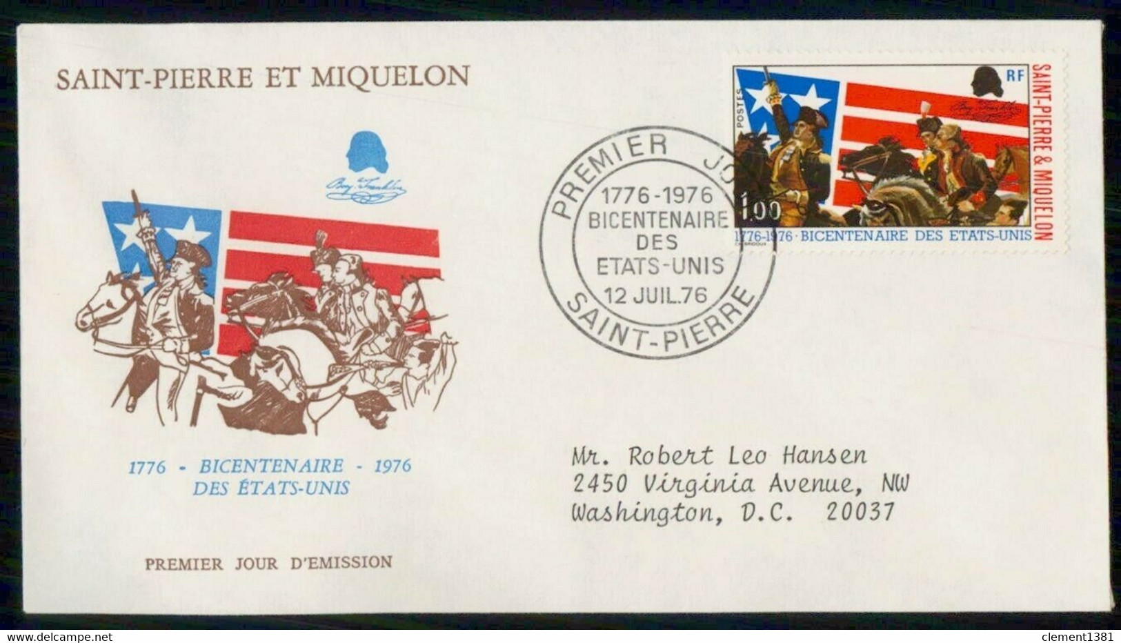 SPM Saint Pierre Et Miquelon Bicentenaire Des Etats Unis FDC 1976 - FDC