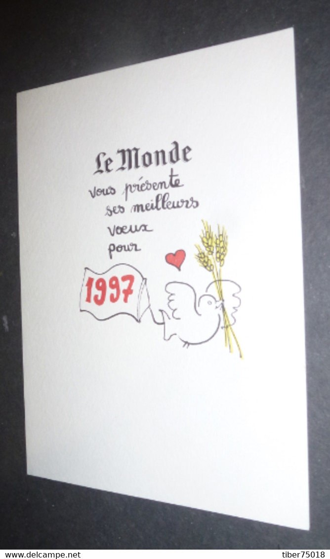 Carton Voeux (15 X 21) Le Monde Vous Présente Ses Meilleurs Voeux (1997) Illustration : Plantu (colombe) - Plantu