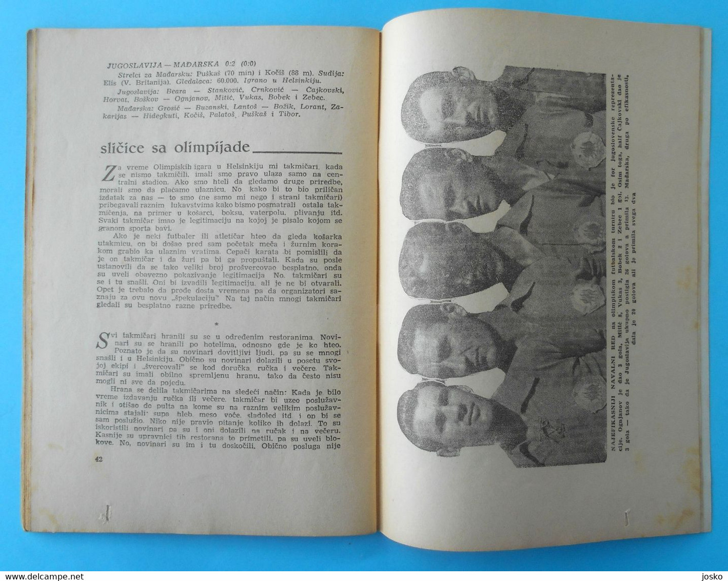 OLYMPIJSKI DNEVNIK - Yugoslavia Football Team on Olympic Games 1952 Helsinki old book* Olympia Olympiade Jeux Olympiques