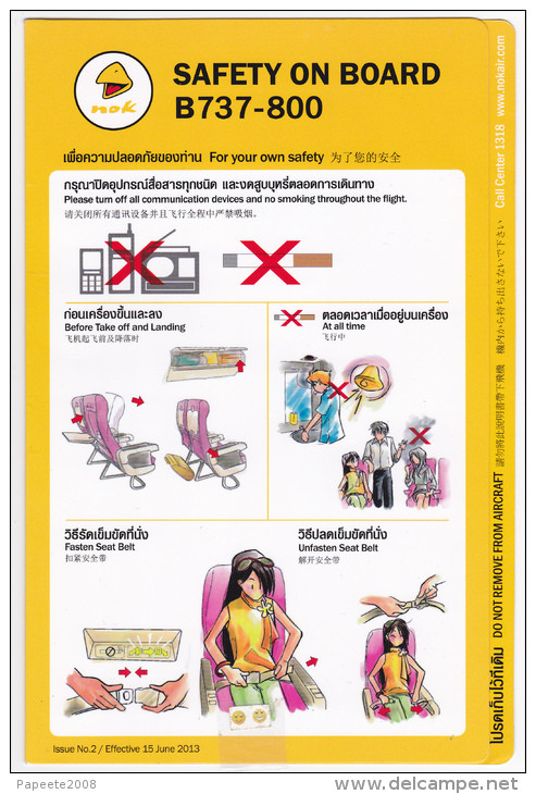 Thailande / Nokair / Boeing B 737 - 800 / Consignes De Sécurité / Safety Card - Safety Cards