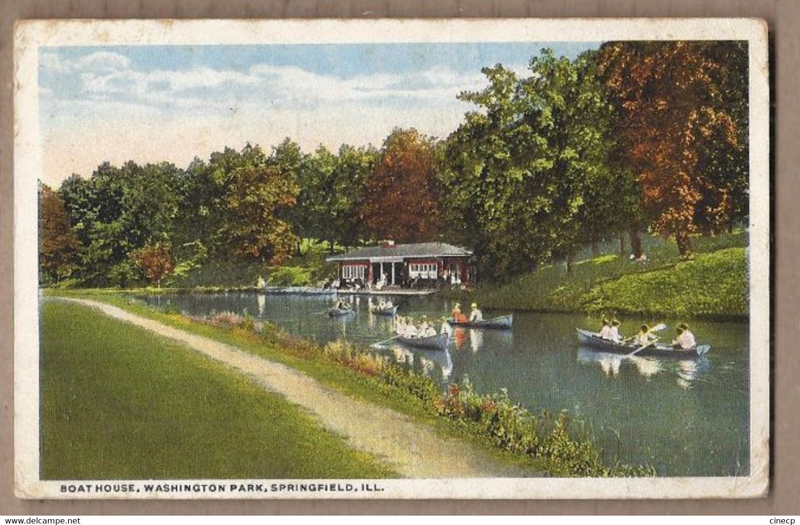 CPA USA - ILLINOIS - SPRINGFIELD - Boat House , Washington Park - TB PLAN Barques Animation Jolie Oblitération - Springfield – Illinois