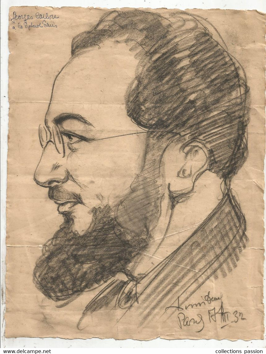 Dessin , Georges  CARLOU à La ROTONDE , Paris , 1932, Signé , Frais Fr 2.00 € - Dessins