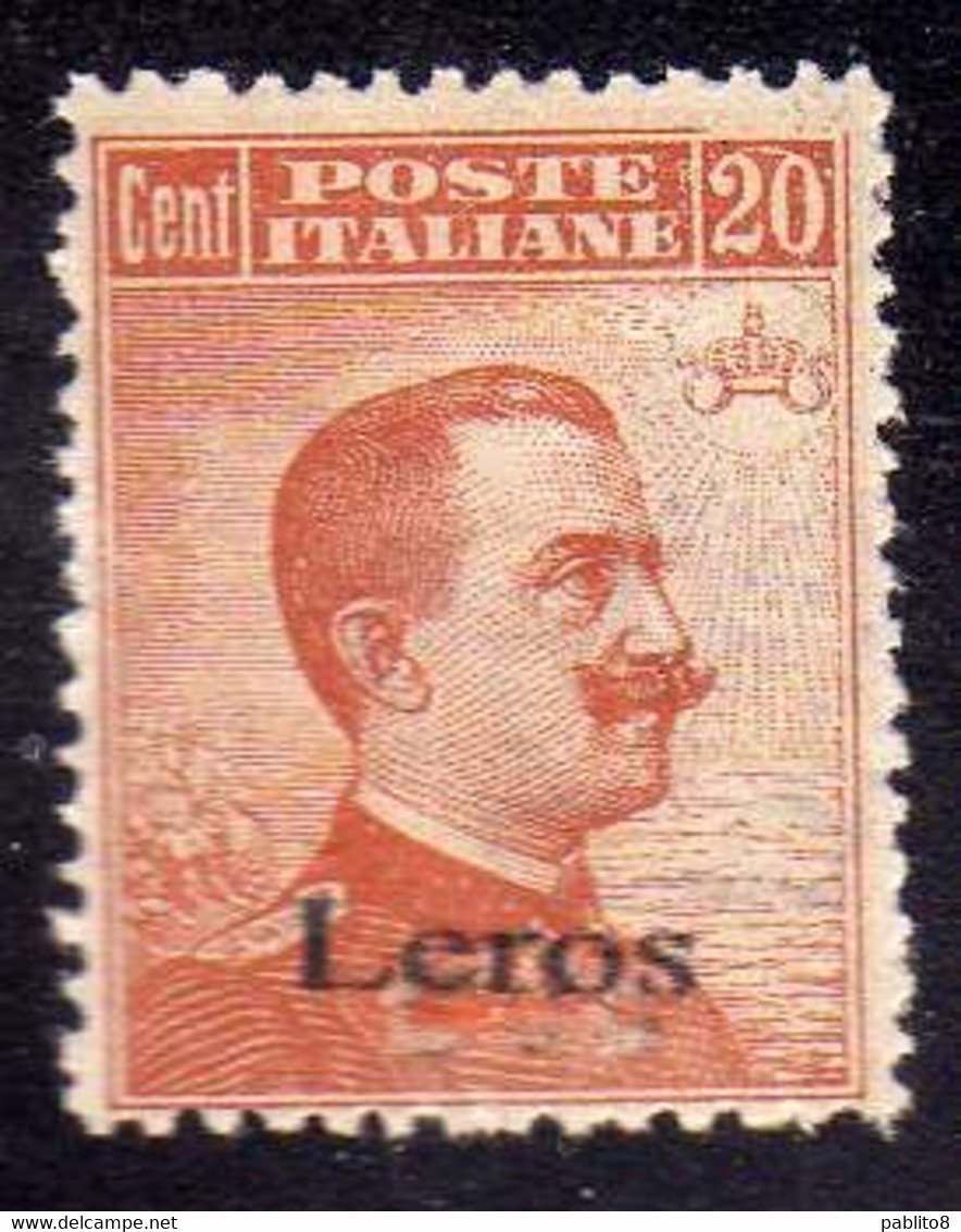 COLONIE ITALIANE EGEO 1921 - 1922 LERO (LEROS) CENT. 20c CON FILIGRANA WATERMARK MNH FIRMATO SIGNED - Ägäis (Lero)