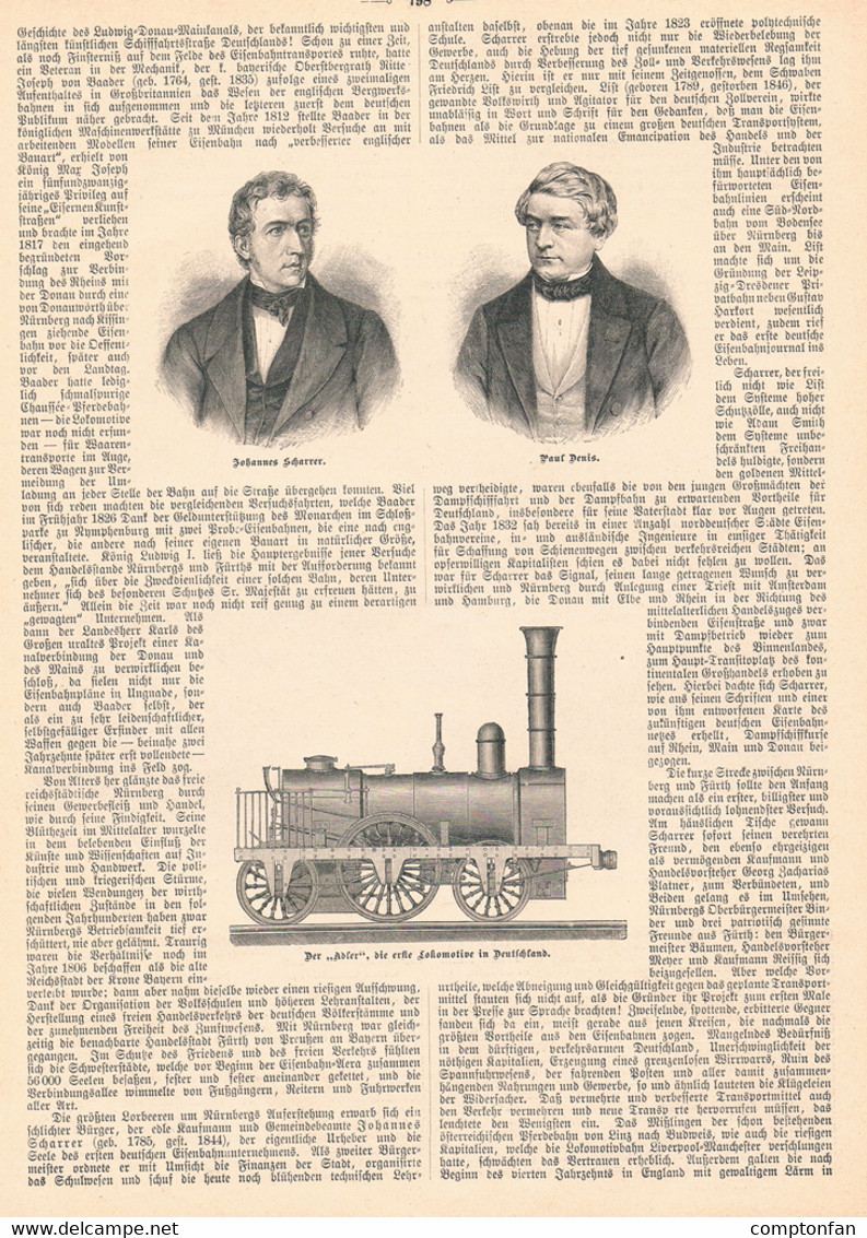 A102 784 - Marggraff Gründung Deutschen Eisenbahn Nürnberg Artikel 1885 !! - Autres & Non Classés