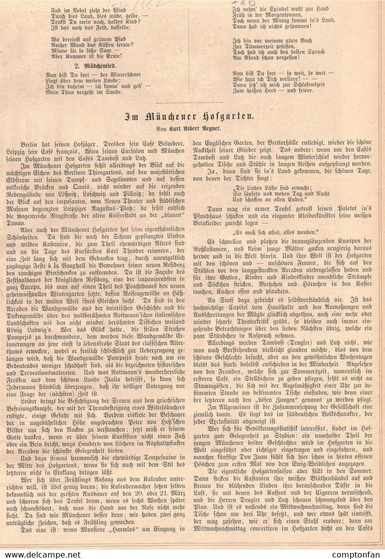 A102 786 - Regnet München Münchener Hofgarten Biergarten Artikel 1882 !! - Autres & Non Classés