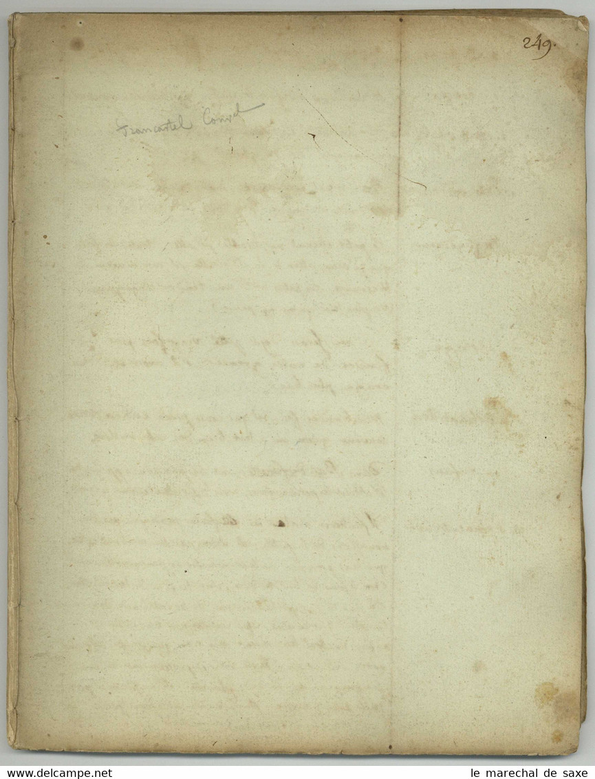 Marie Pierre Adrien FRANCASTEL (Formerie 1761 +1831) Conventionnel depute Eure Revolution Anjou manuscrit