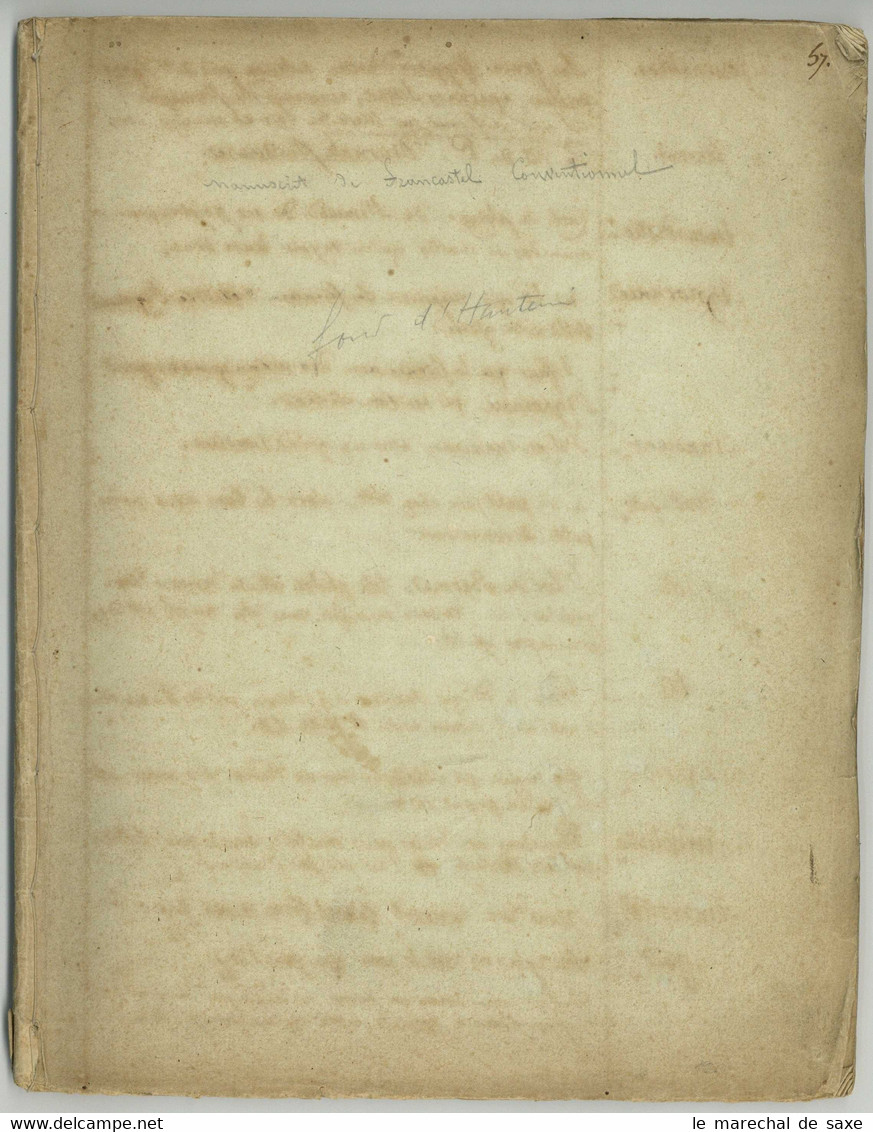 Marie Pierre Adrien FRANCASTEL (Formerie 1761 +1831) Conventionnel depute Eure Revolution Anjou manuscrit