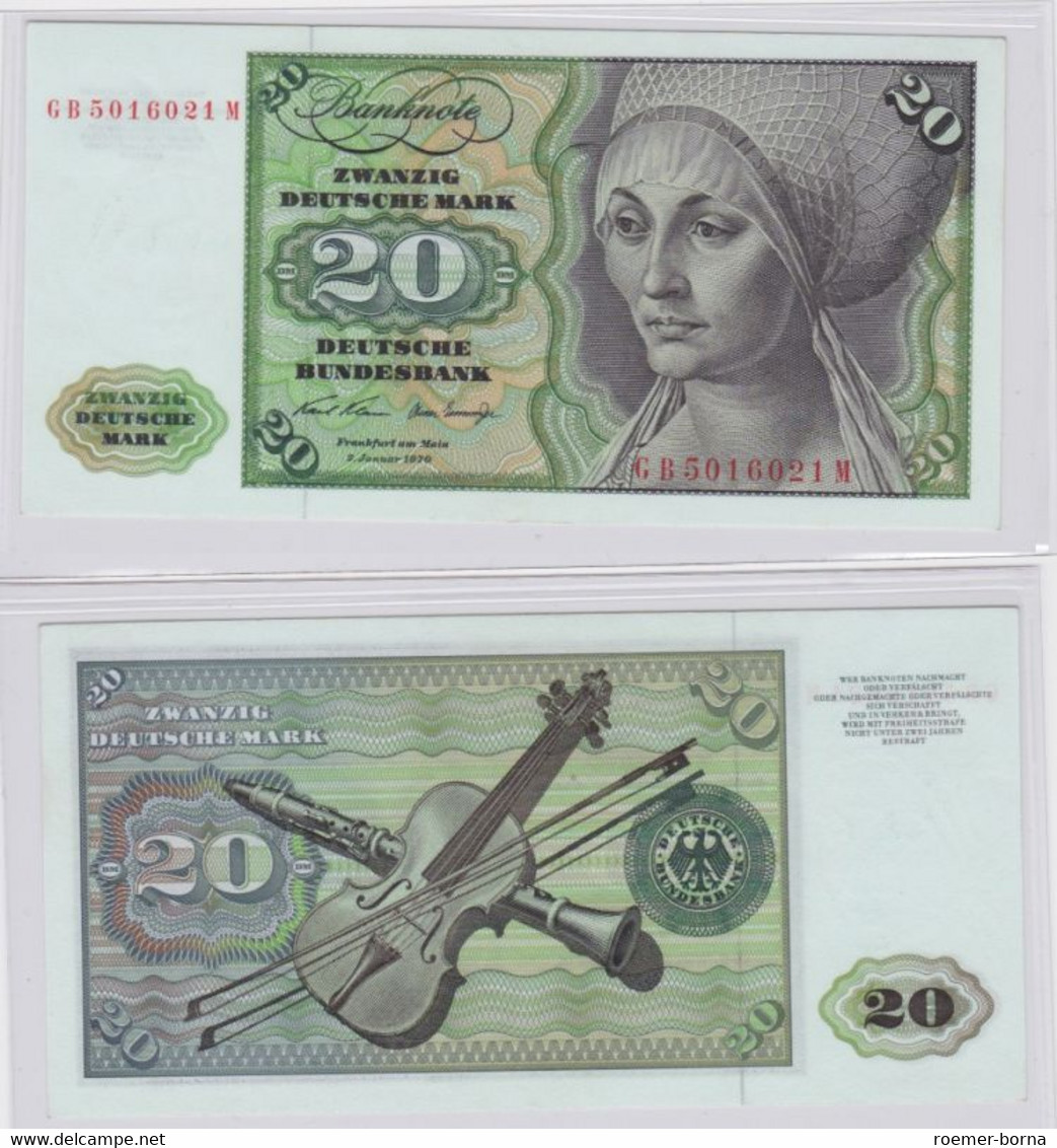 T145250 Banknote 20 DM Deutsche Mark Ro. 271a Schein 2.Jan. 1970 KN GB 5016021 M - 20 Deutsche Mark