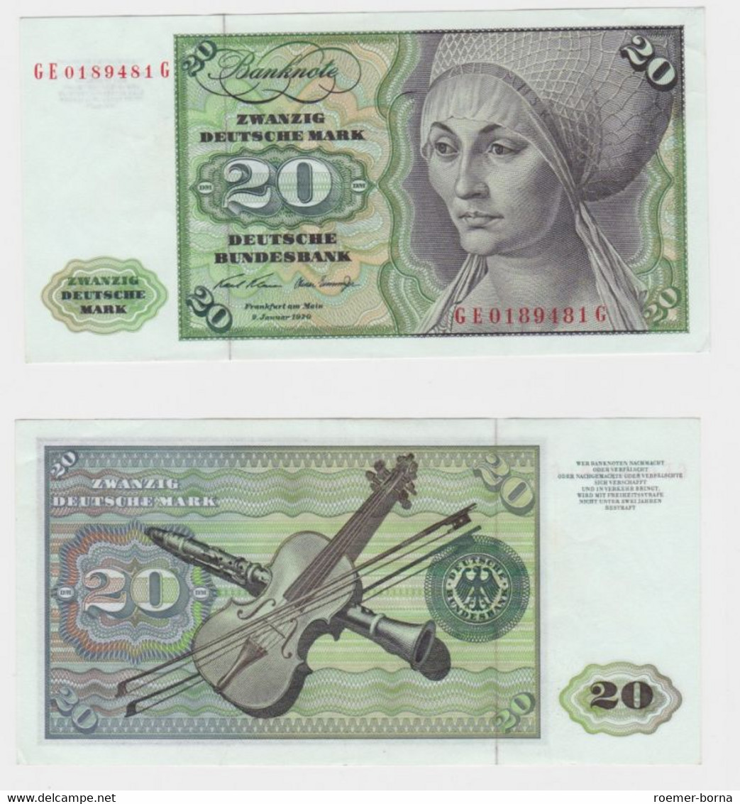 T145365 Banknote 20 DM Deutsche Mark Ro. 271b Schein 2.Jan. 1970 KN GE 0189481 G - 20 DM
