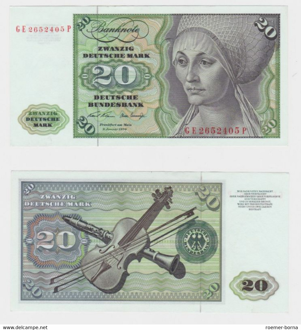 T145373 Banknote 20 DM Deutsche Mark Ro. 271b Schein 2.Jan. 1970 KN GE 2652405 P - 20 Deutsche Mark