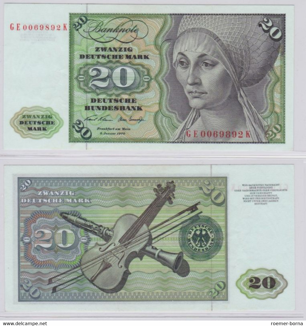 T145380 Banknote 20 DM Deutsche Mark Ro. 271b Schein 2.Jan. 1970 KN GE 0069892 K - 20 DM